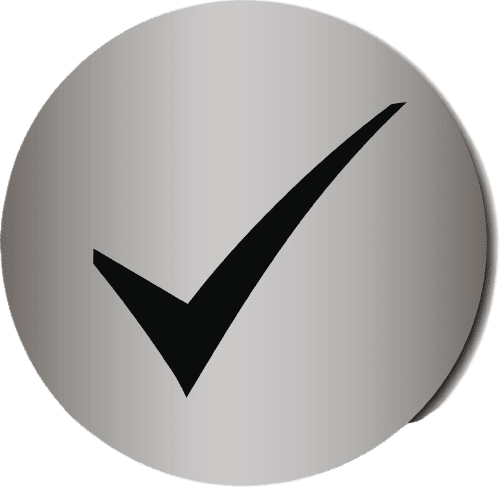 A silver button with an image of a check mark.